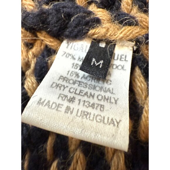 Yigal Azrouel M Mohair Wool Alpaca Chunky Knit Long Cardigan Coat Geometric Zip - Picture 2 of 16